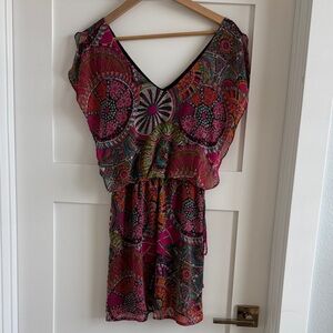 Lucy Love Pink Multi-Pattern V-Neck Mini Dress